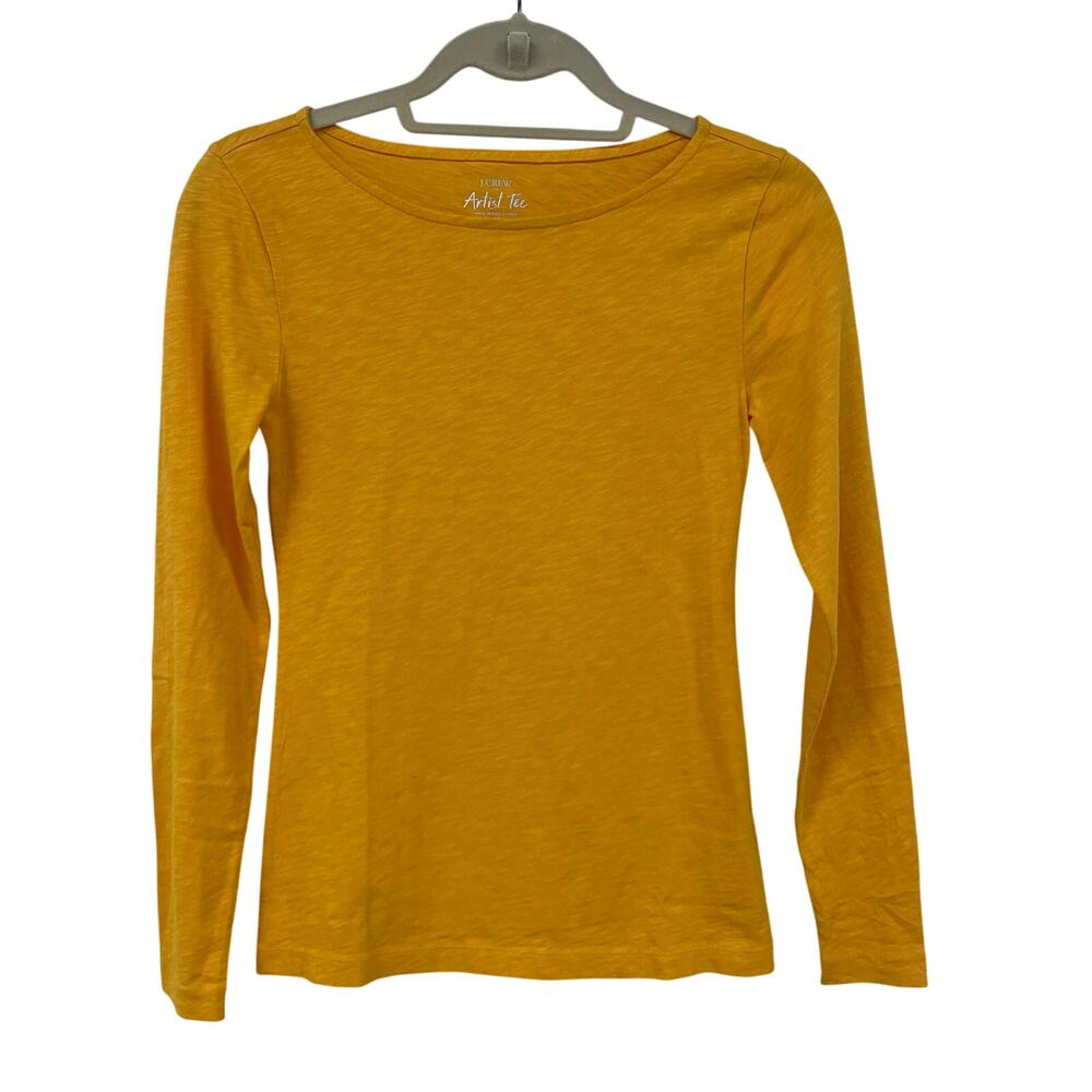 NWT J. Crew Factory Artist Tee Dark Mustard Yellow Long Sleeve T Shirt Womens XS